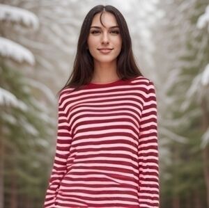 TALBOTS SHIMMER METALLIC CONFETTI STRETCH KNIT TOP SZ L